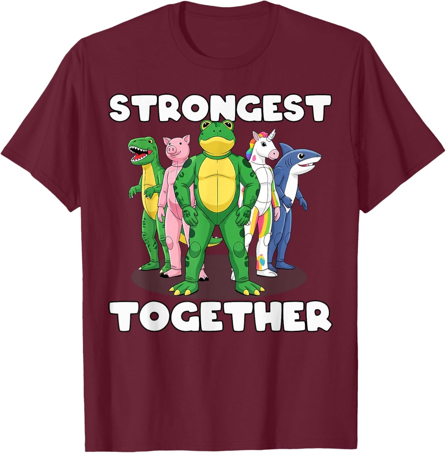 Strongest Together Portland Frog Costume Activist Group Frog T-Shirt - T-Shirt | Maroon