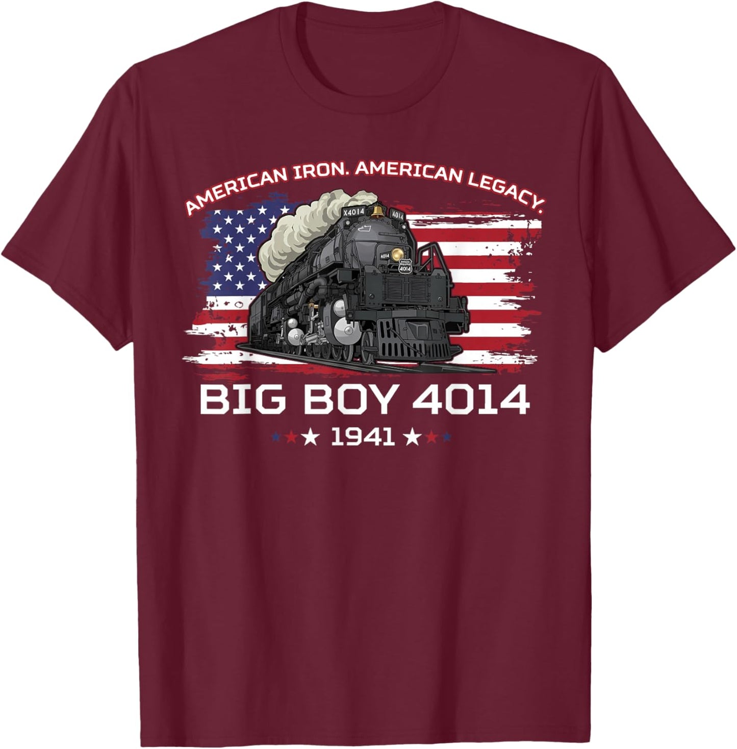 Big Boy 4014 Vintage Steam Locomotive Railroad Train Engine T-Shirt - T-Shirt | Maroon