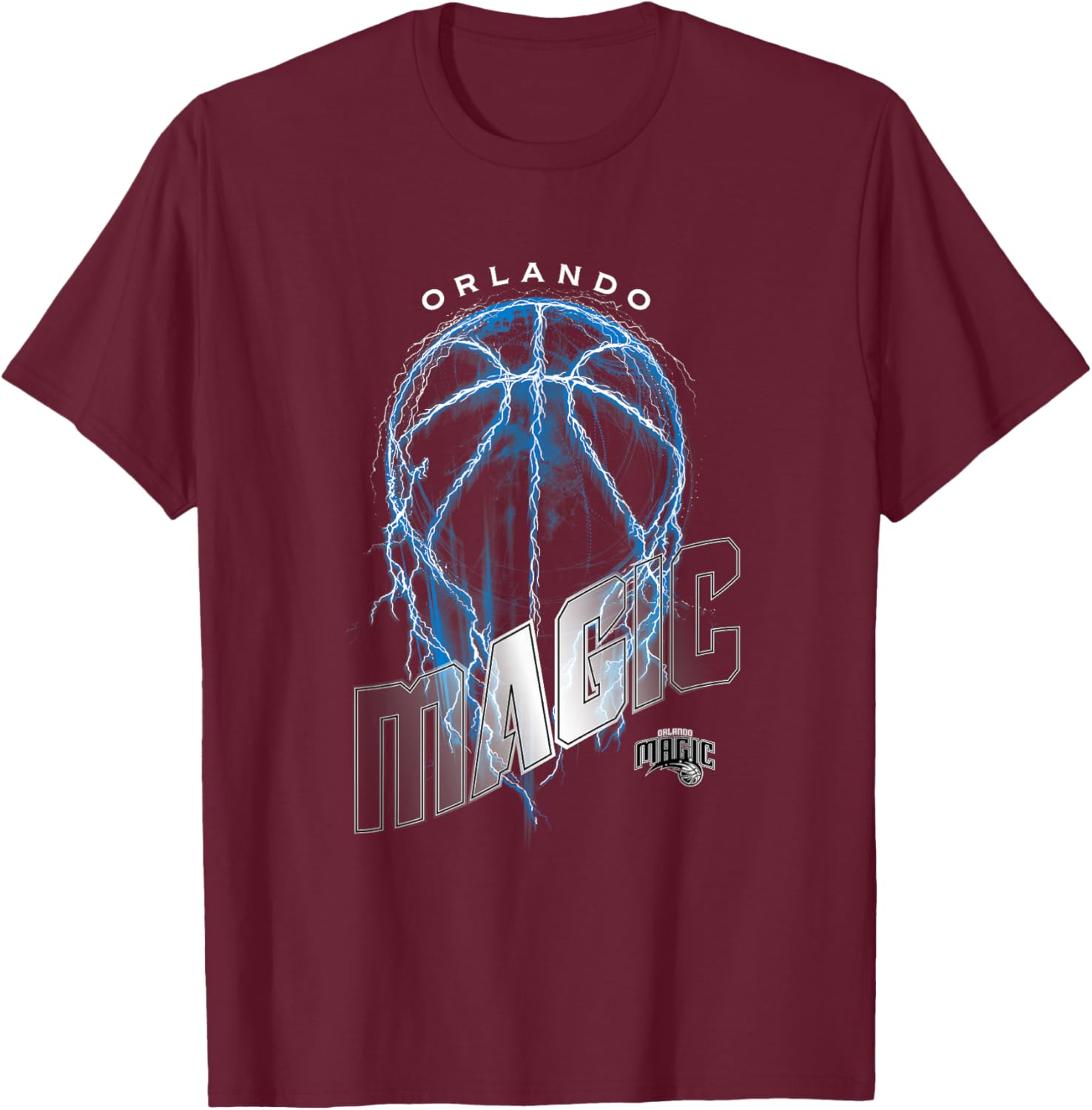 NBA Orlando Magic Lightning Bolt Basketball Logo T-Shirt - T-Shirt | Maroon