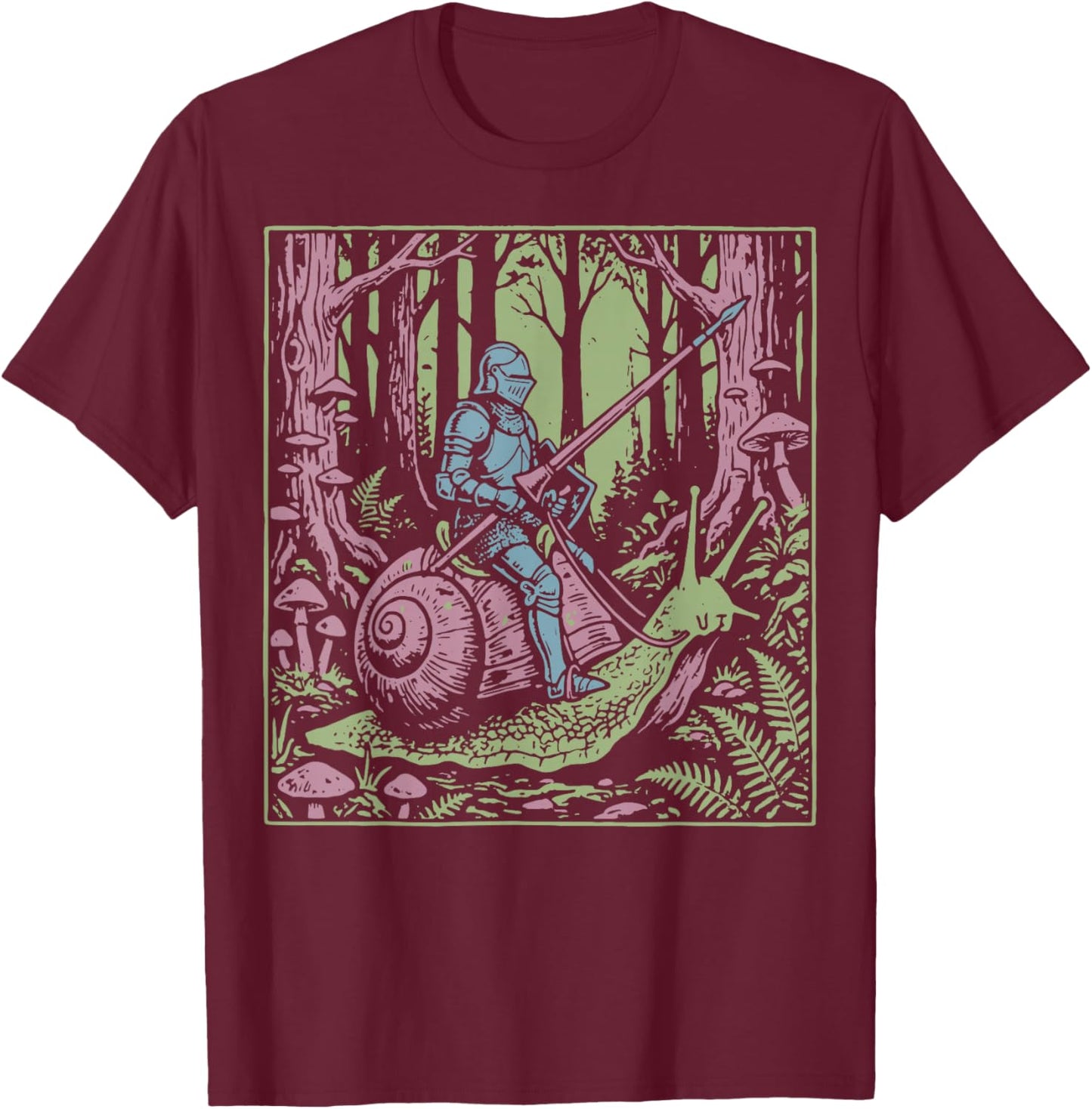Ritter Reitende Schnecke Schnecke T-Shirt - T-Shirt | Maroon