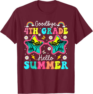Goodbye 4th Grade Graduation Last Day of School Hello Summer T-Shirt - T-Shirt | Maroon