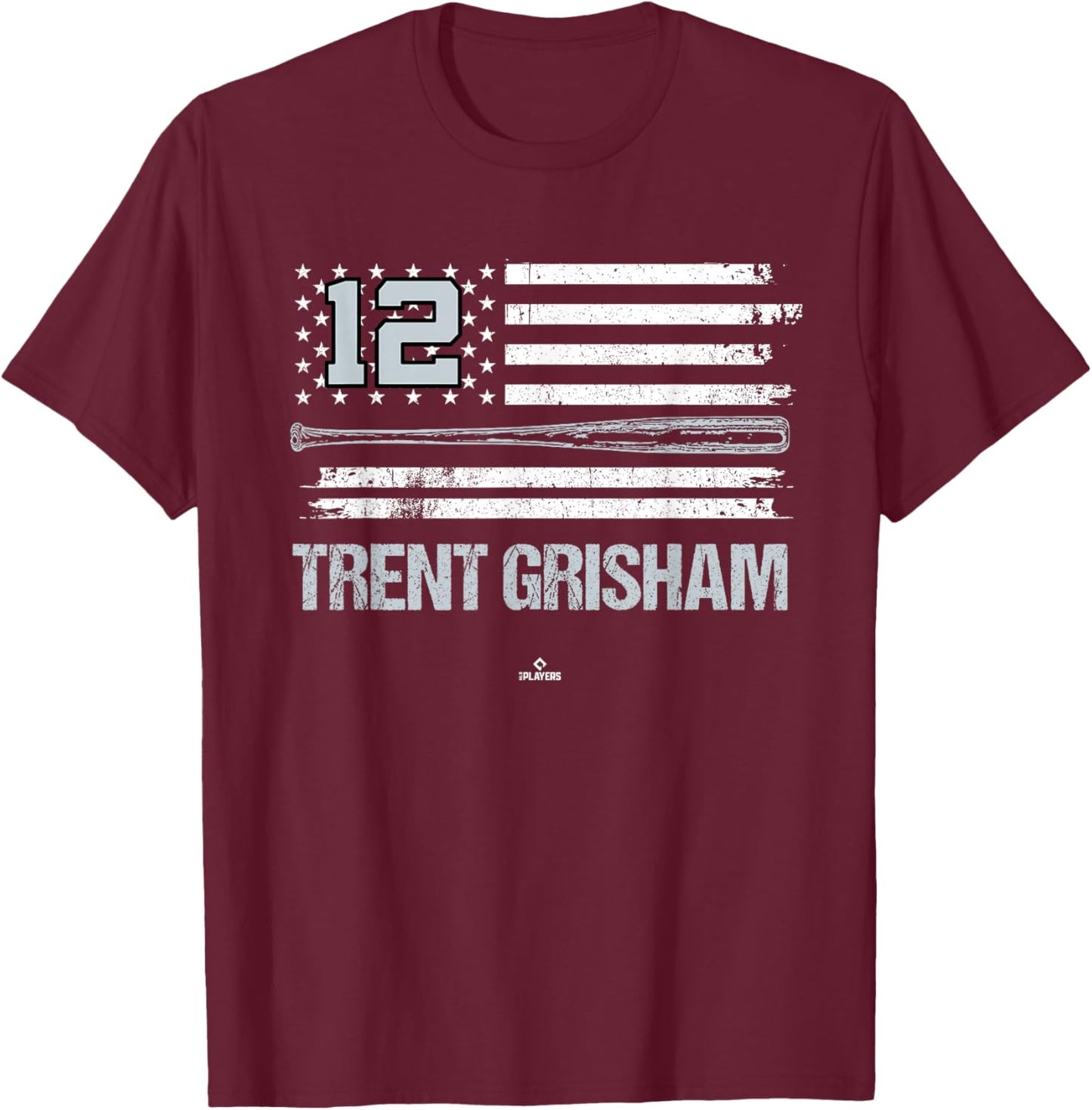 USA Flag Bat Trent Grisham New York Baseball MLBPA T-Shirt - T-Shirt | Maroon