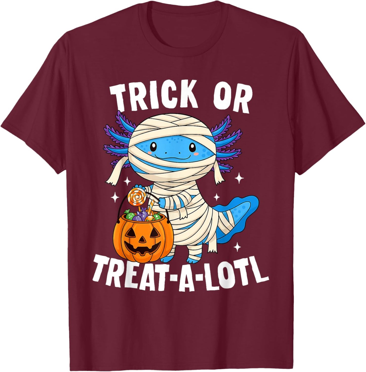Trick Or Treat-a-Lotl Axolotl Halloween Costume Toddler Kids T-Shirt - T-Shirt | Maroon