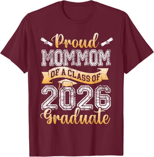 Graduate Proud Mommom of A Class 2026 Senior Graduation T-Shirt - T-Shirt | Maroon