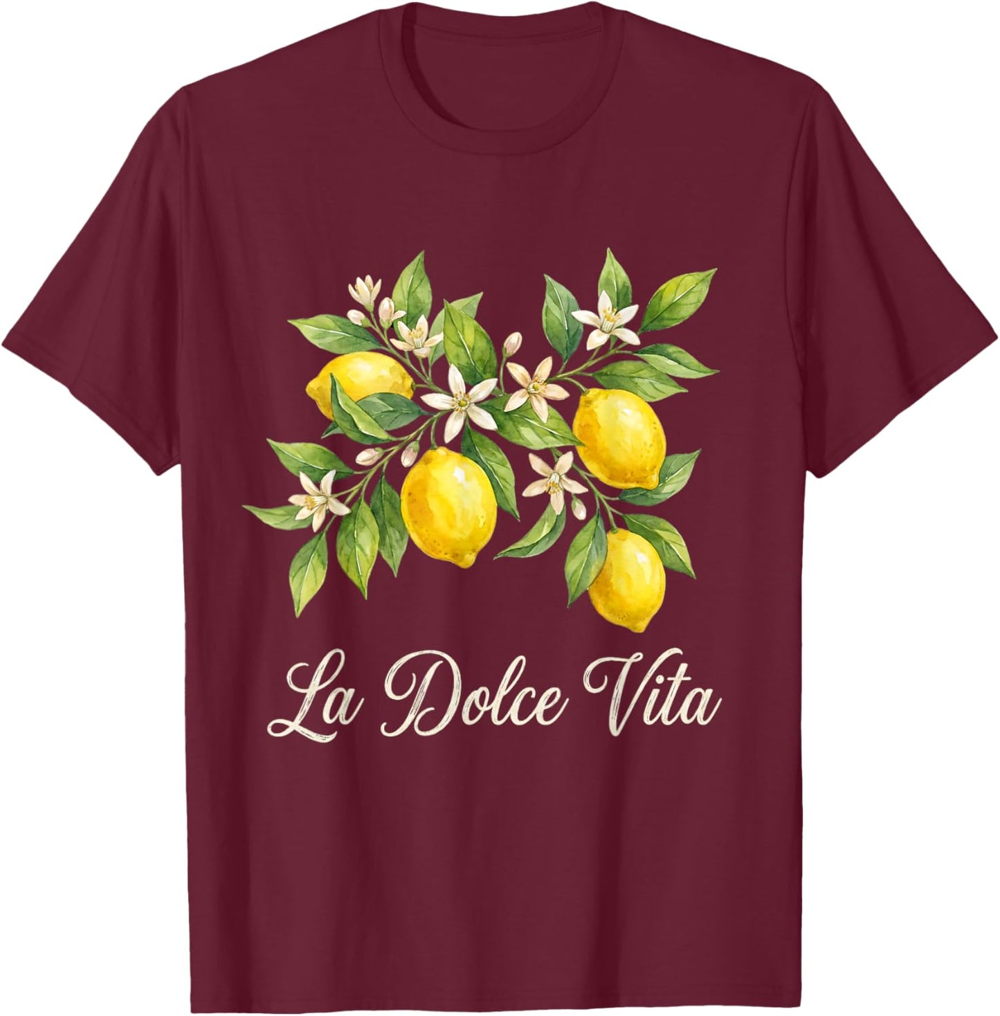 La Dolce Vita Lemon Italian Summer Limoncello Amalfi Coast T-Shirt - T-Shirt | Maroon