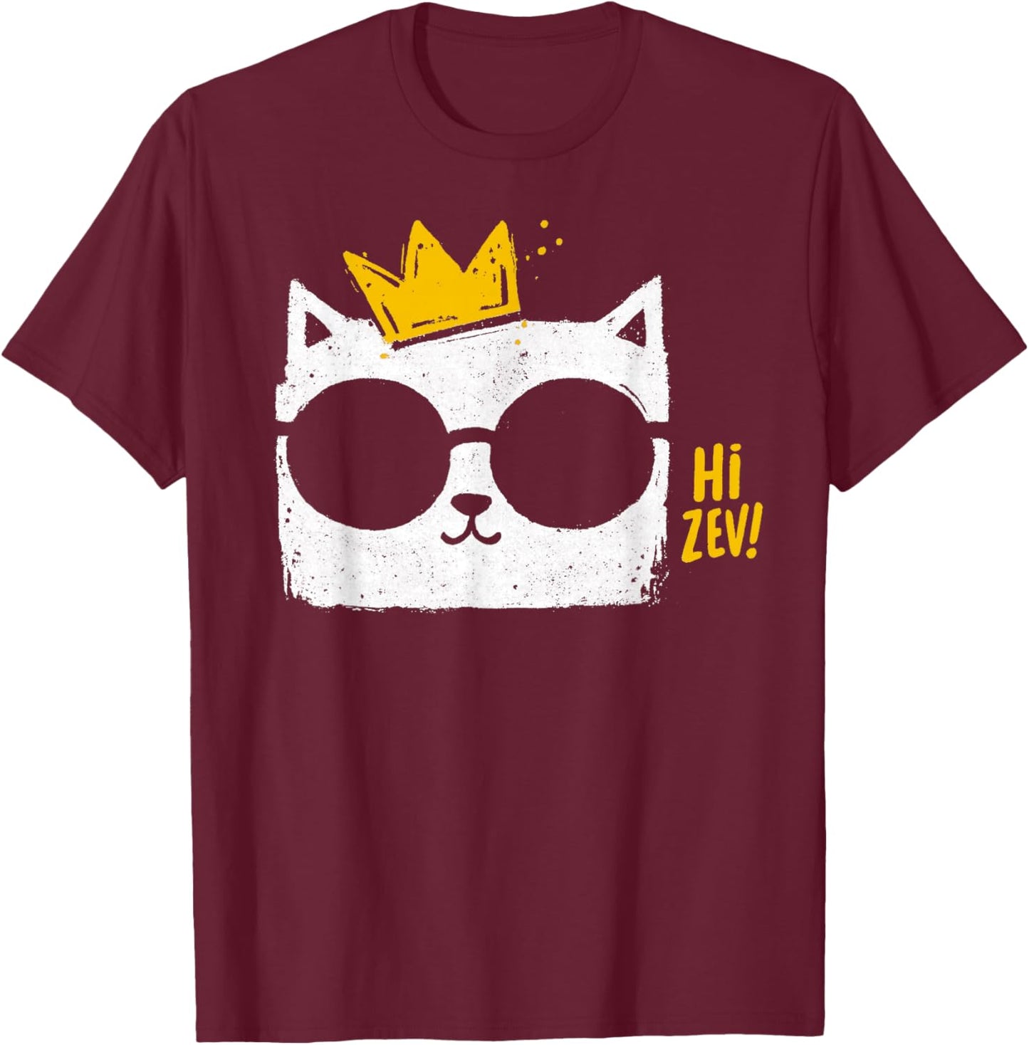 Hi Zev Funny Princess Cat Meme Cute Cat T-Shirt - T-Shirt | Maroon