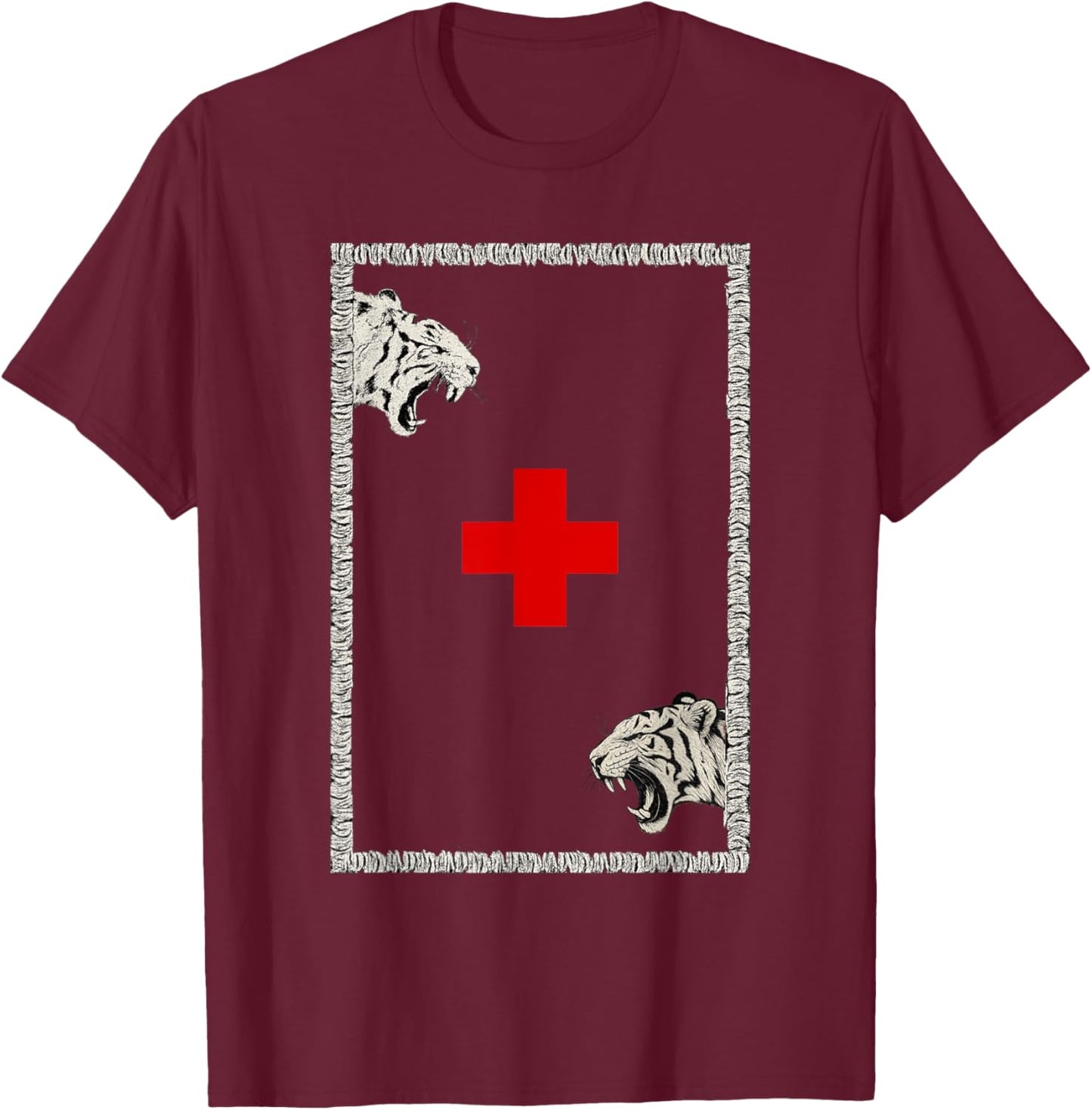 2hollis Tiger Design T-Shirt - T-Shirt | Maroon