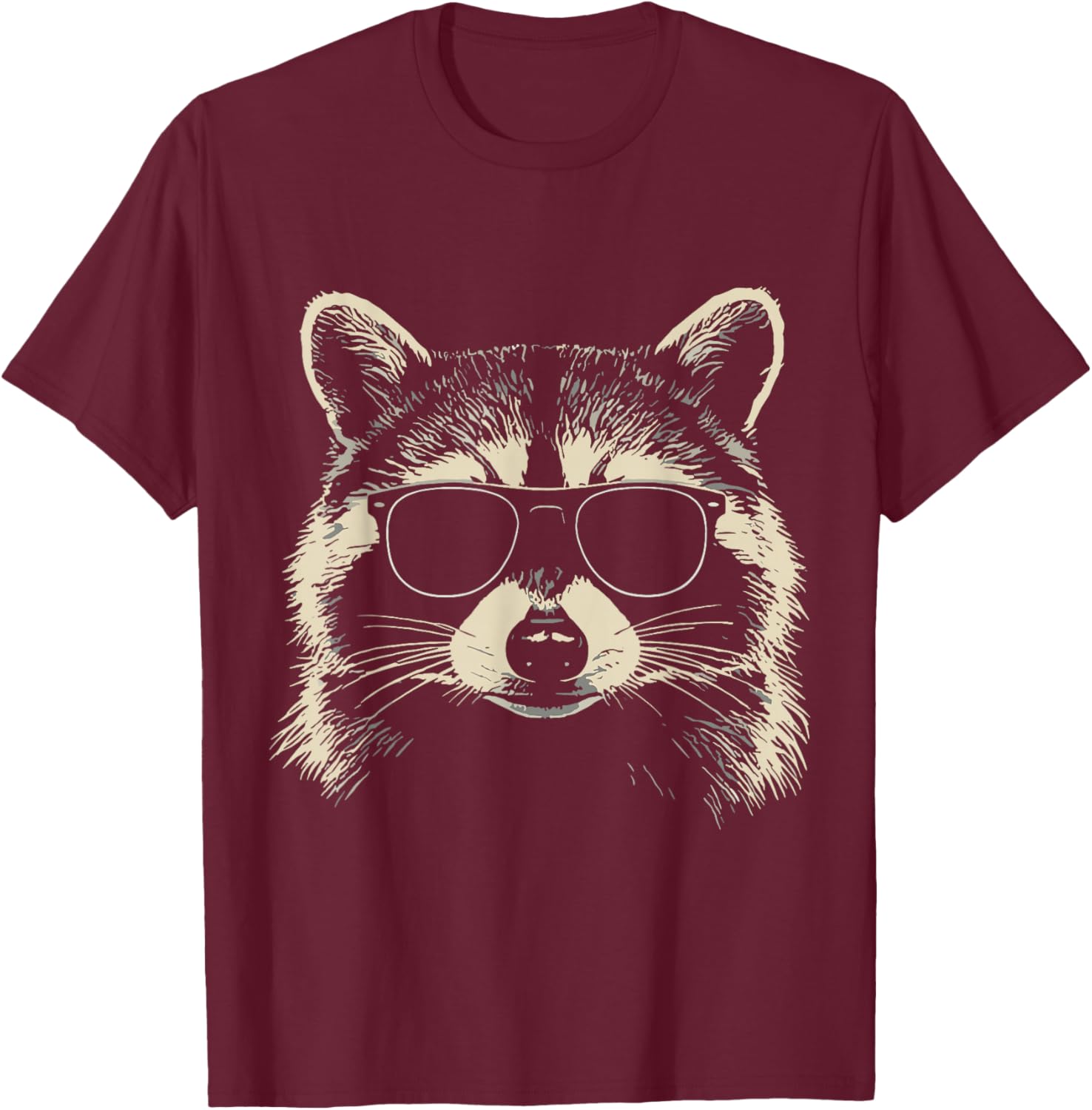 Raccoon Wearing Sunglasses Graphic Raccoon Shirt Men Women T-Shirt - T-Shirt | Maroon