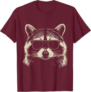 Raccoon Wearing Sunglasses Graphic Raccoon Shirt Men Women T-Shirt - T-Shirt | Maroon
