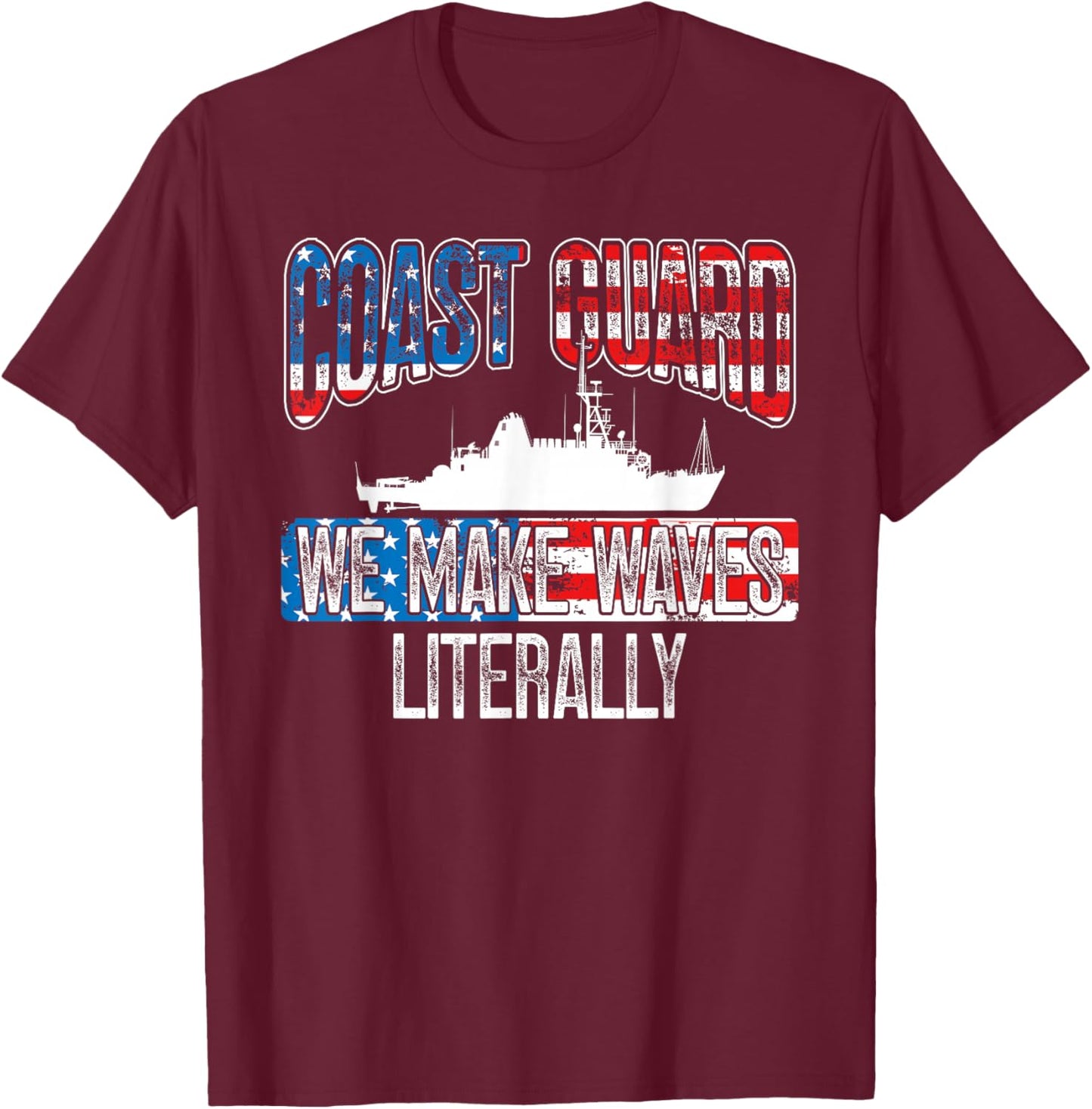 Semper Paratus Long Blue Line US Coast Guard Dad Mom T-Shirt - T-Shirt | Maroon