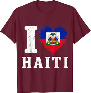 I Love Haiti Flag Day T-Shirt - T-Shirt | Maroon