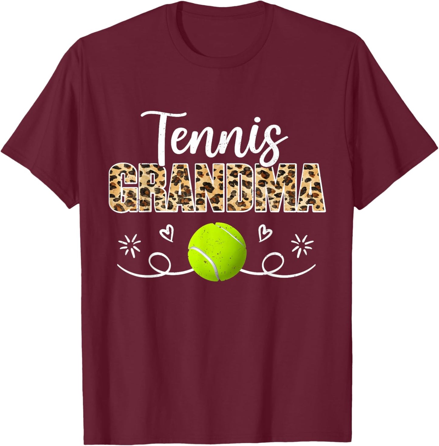 Tennis Grandma Leopard Funny Tennis Player T-Shirt - T-Shirt | Maroon