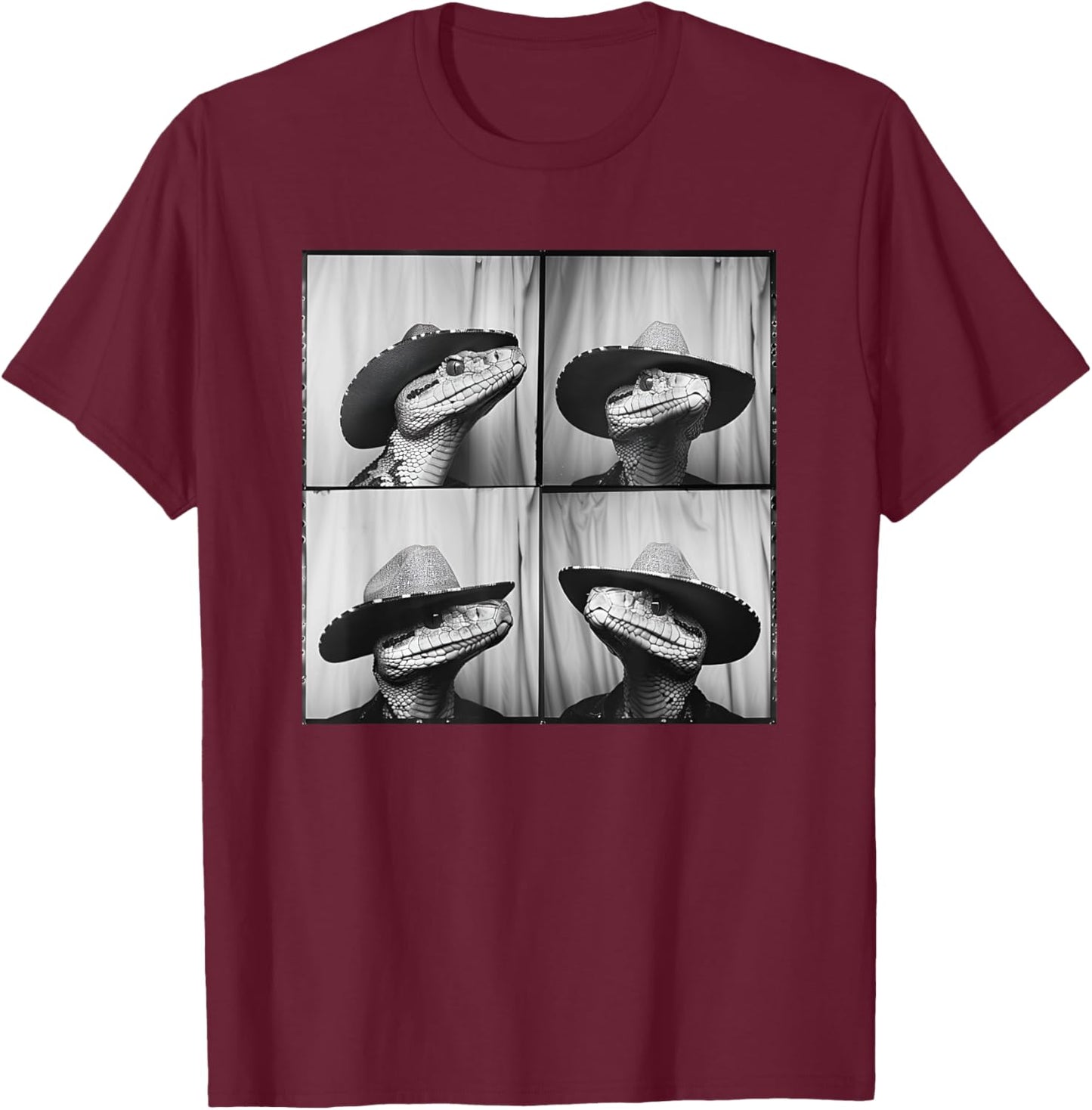Snake Wearing Cowboy Hat Funny Animal Photobooth Snake Lover T-Shirt - T-Shirt | Maroon