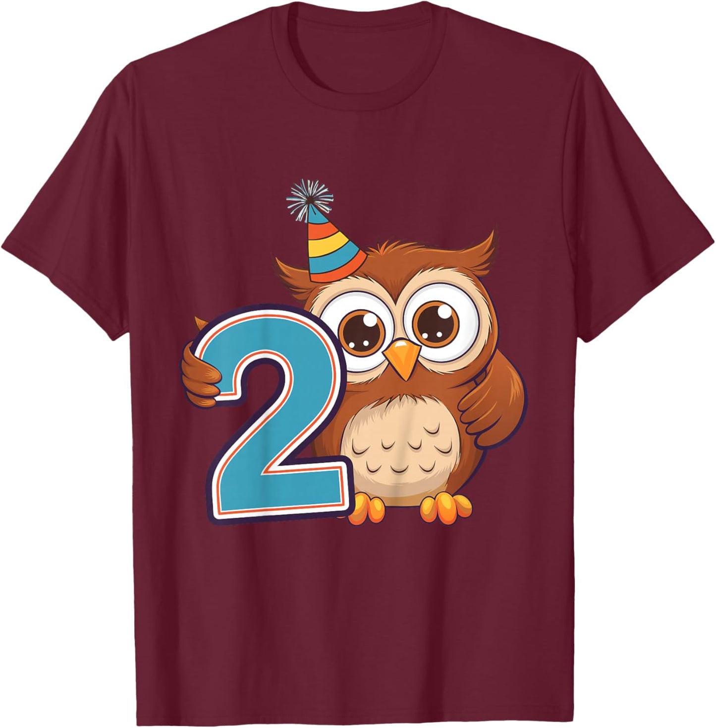 Kids 2nd Birthday Owl Kids T-Shirt - T-Shirt | Maroon