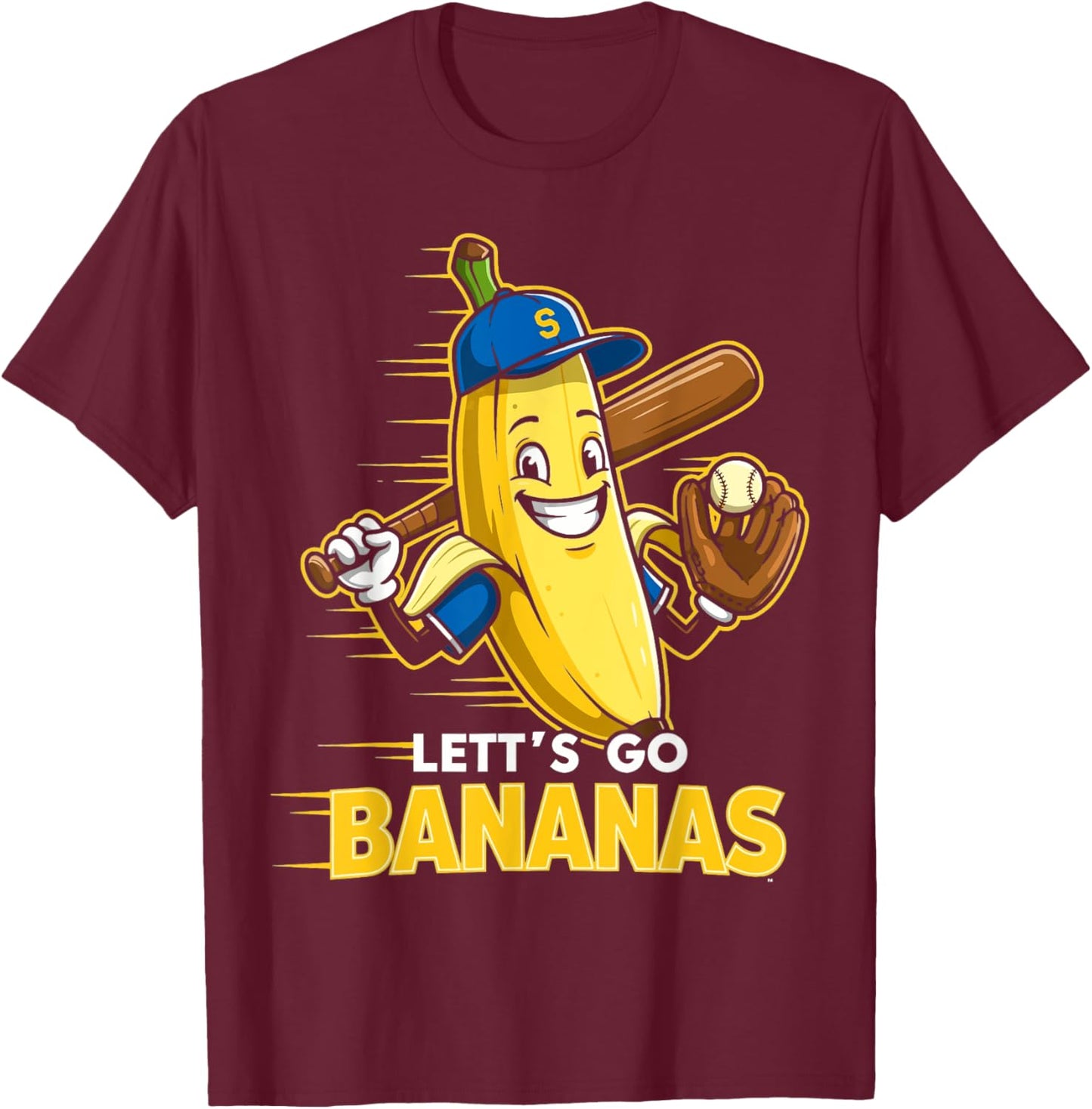Funny Banana Shirts Gift Fruit Lovers Boys Lets Go Bananas T-Shirt - T-Shirt | Maroon