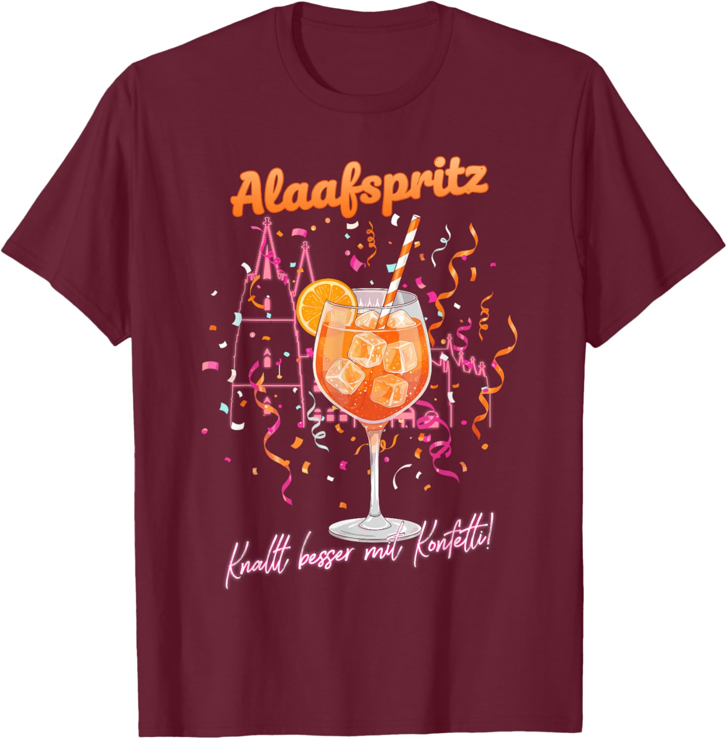 Cologne Carnival Costume Women's Funny Party Outfit Confetti T-Shirt - T-Shirt | Maroon