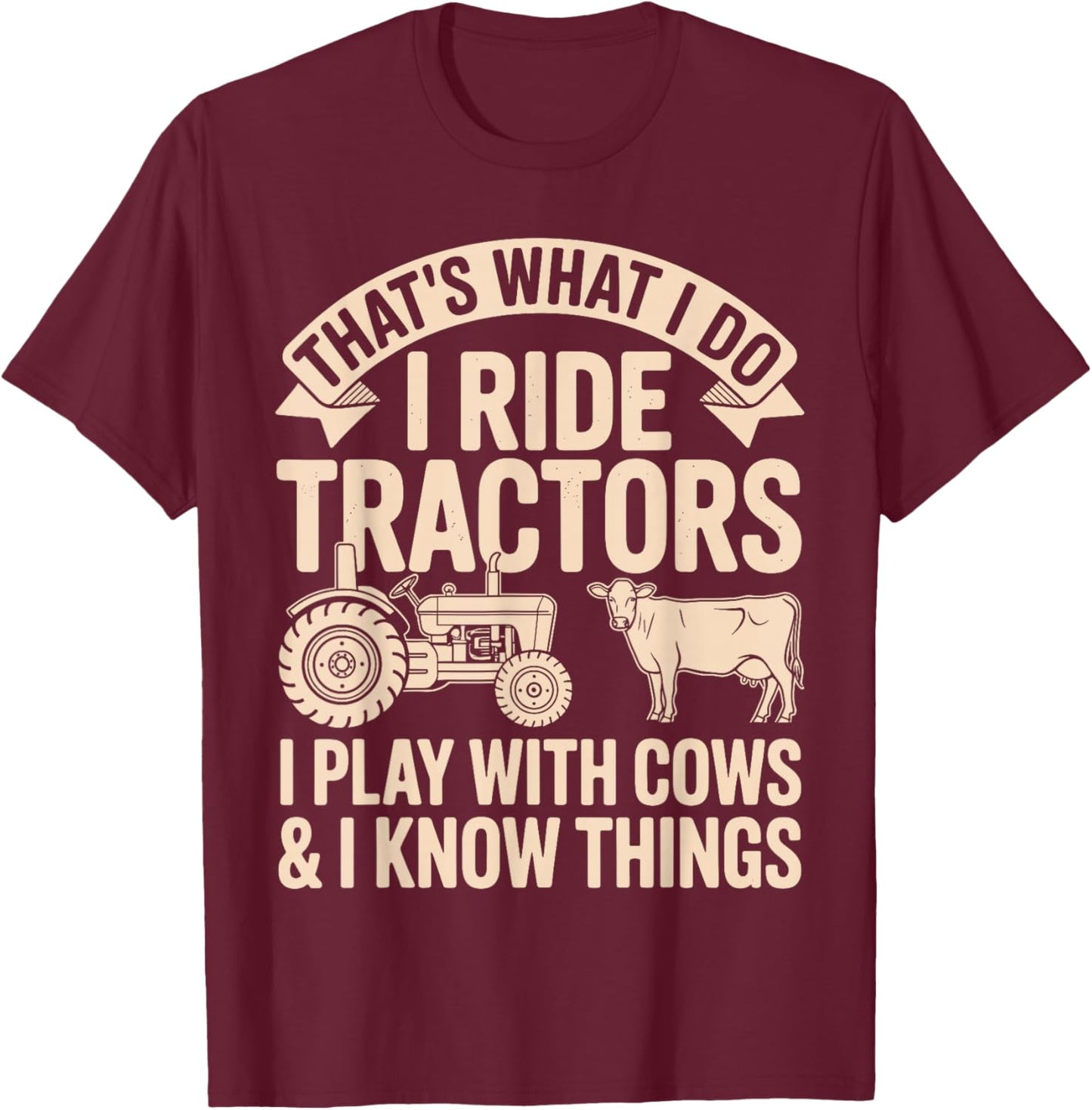 Funny Tractor Art Women Kids Farm Tractor Lovers T-Shirt - T-Shirt | Maroon