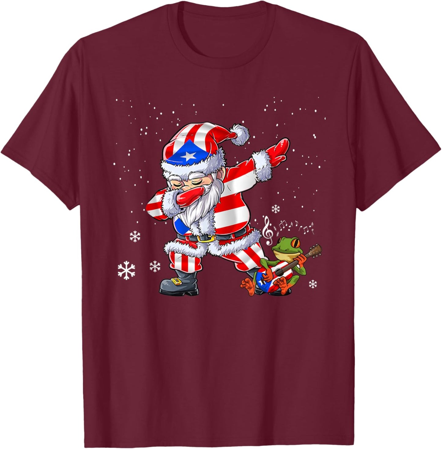 Dabbing Puerto Rico Santa Claus Christmas Boys Men Funny Dab T-Shirt - T-Shirt | Maroon