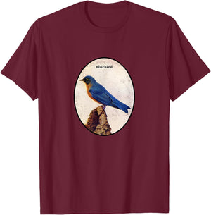 Retro Antique Bluebird Vintage Bird Design T-Shirt - T-Shirt | Maroon