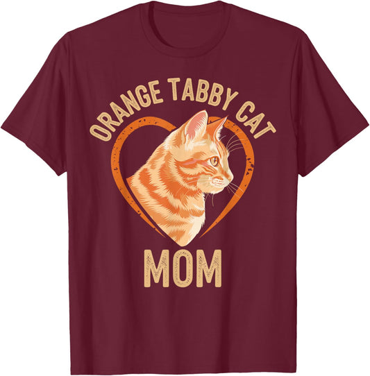 Tabby Cat Orange Cat Mom T-Shirt - T-Shirt | Maroon