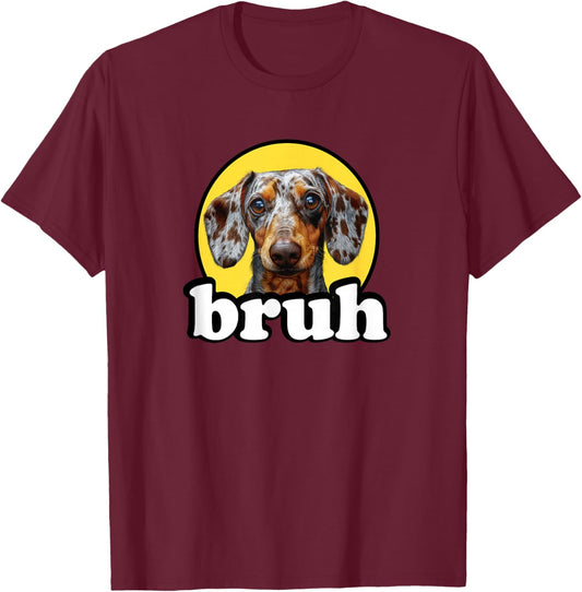 Kids Funny Bruh Dapple Dachshund Lover T-Shirt - T-Shirt | Maroon