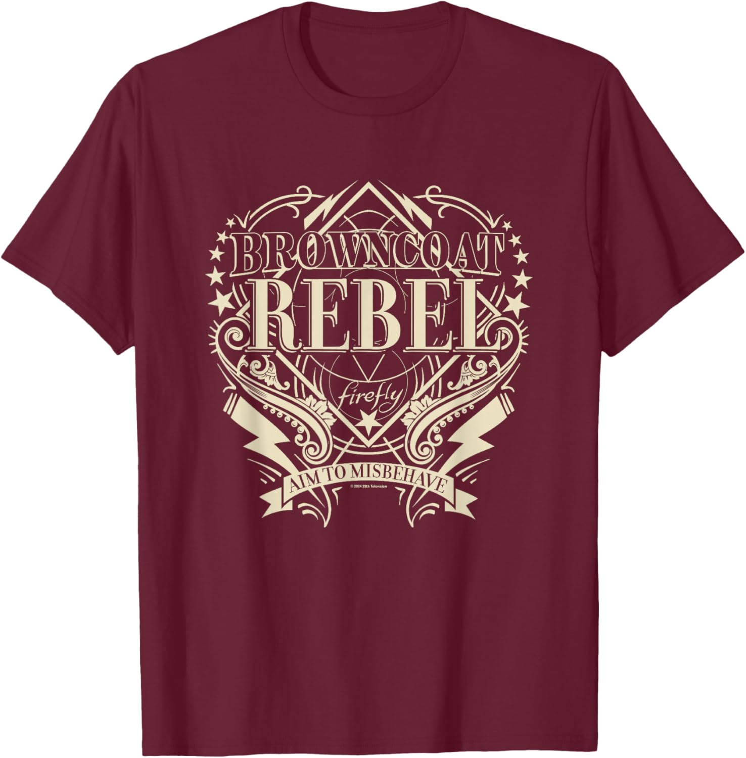 Firefly Browncoat Rebel Aim to Misbehave Big Chest Logo T-Shirt - T-Shirt | Maroon