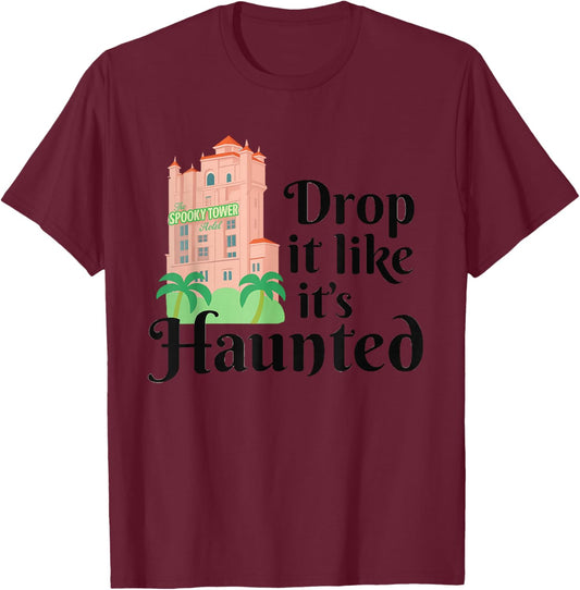 Haunted Terror Ride Retro Hollywood Tower Hotel Design T-Shirt - T-Shirt | Maroon