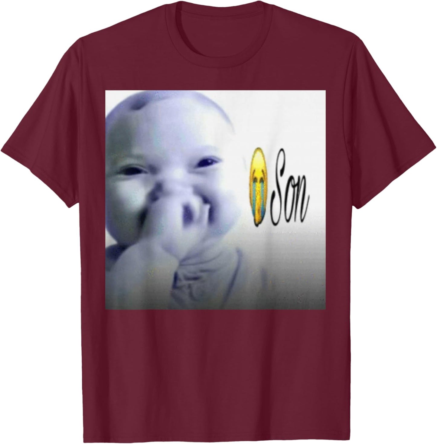 Ai Baby Meme Funny Laughing Baby Meme Brainrot T-Shirt - T-Shirt | Maroon