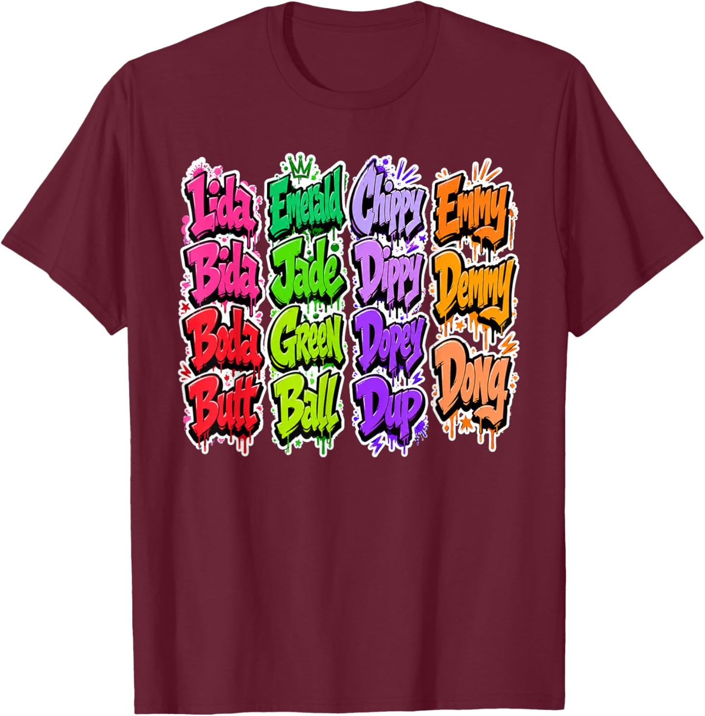 LIDA Bida Boda Butt, Emerald Jade Green Ball T-Shirt - T-Shirt | Maroon