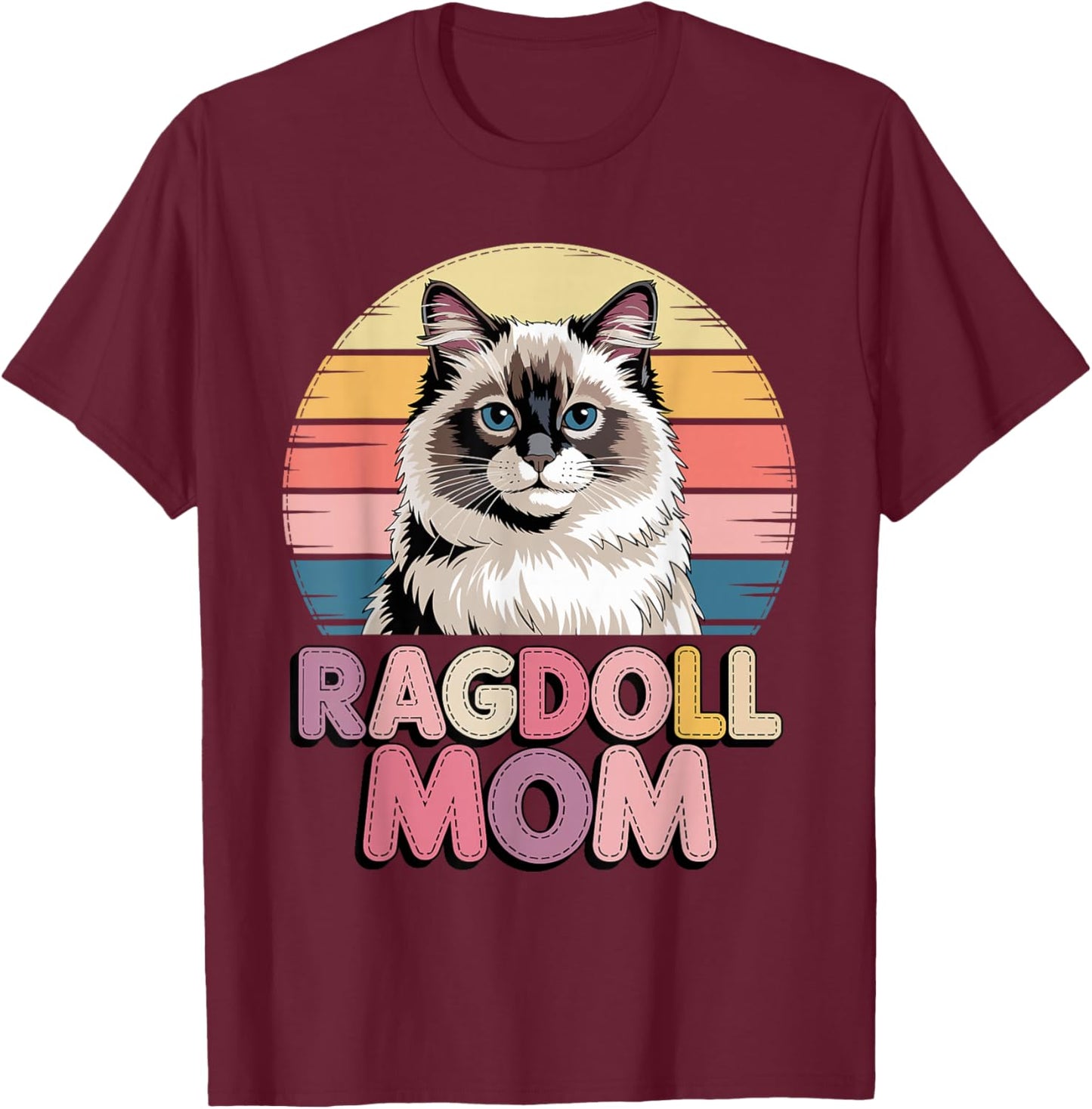 Retro Ragdoll Mom Ragdolls T-Shirt - T-Shirt | Maroon