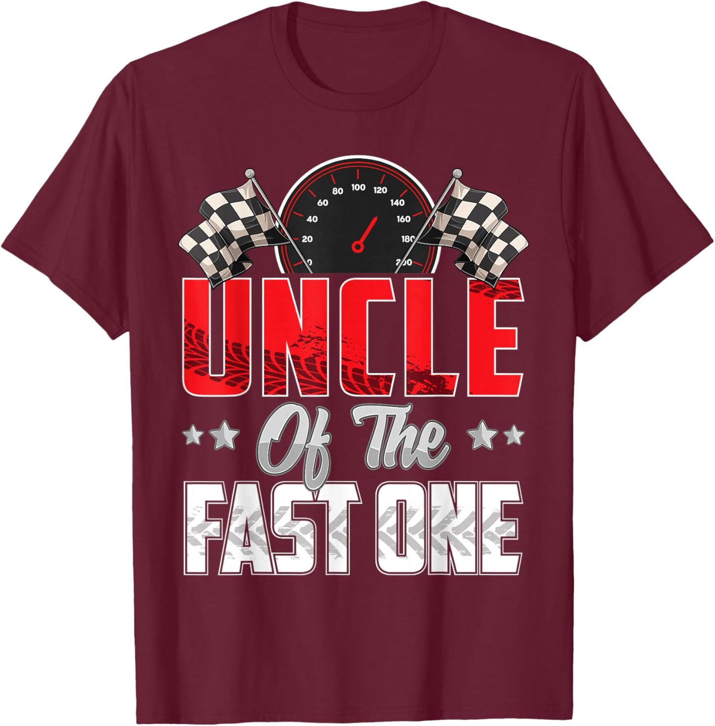 1 year old racing car fast one birthday 1st Family Uncle T-Shirt - T-Shirt | Maroon