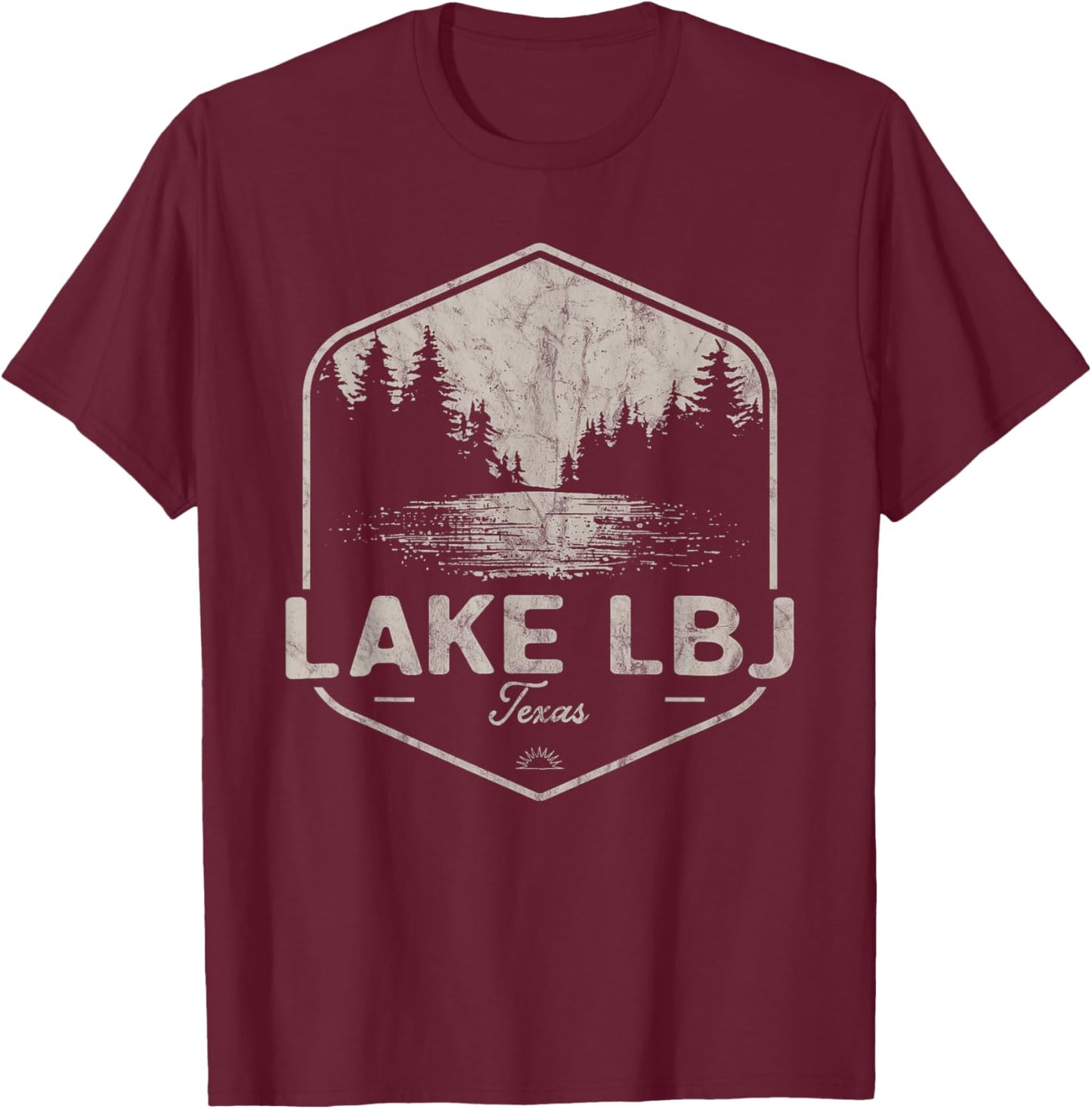 Lake LBJ Texas Outdoors Vintage T-Shirt - T-Shirt | Maroon
