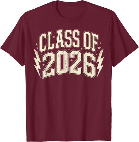 Class of 2026 Retro Varsity Graduation Design T-Shirt - T-Shirt | Maroon