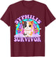 Syphilis Survivor Funny Cat Sarcastic Y2K Inappropriate Meme T-Shirt - T-Shirt | Maroon