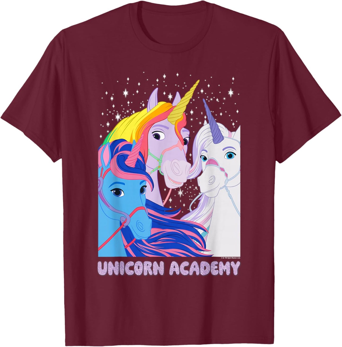 Unicorn Academy River Wildstar and Glacier Unicorn Trio T-Shirt - T-Shirt | Maroon