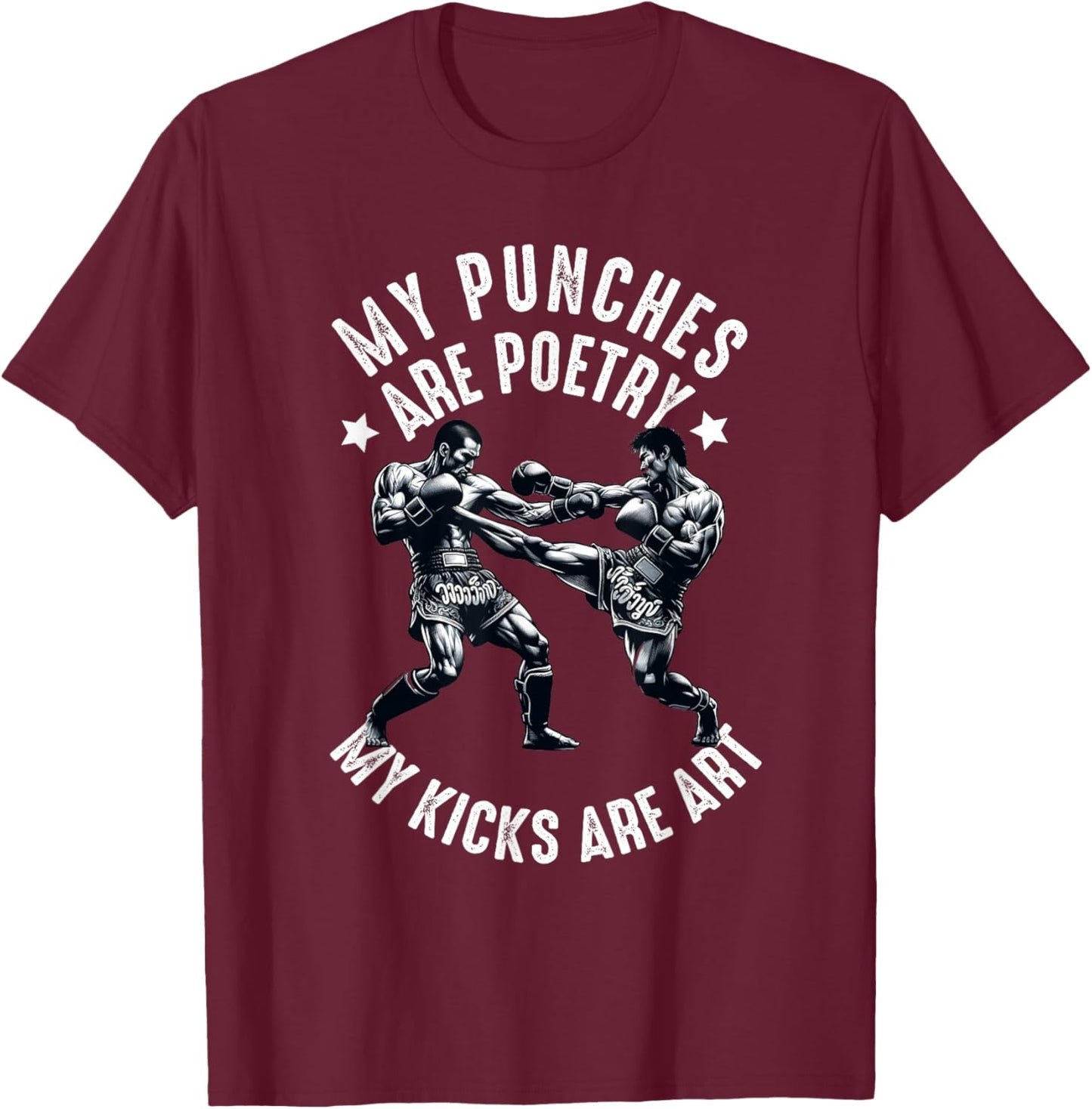 Muay Thai Fighter Dad Boys Thai Kickboxing Fighting T-Shirt - T-Shirt | Maroon