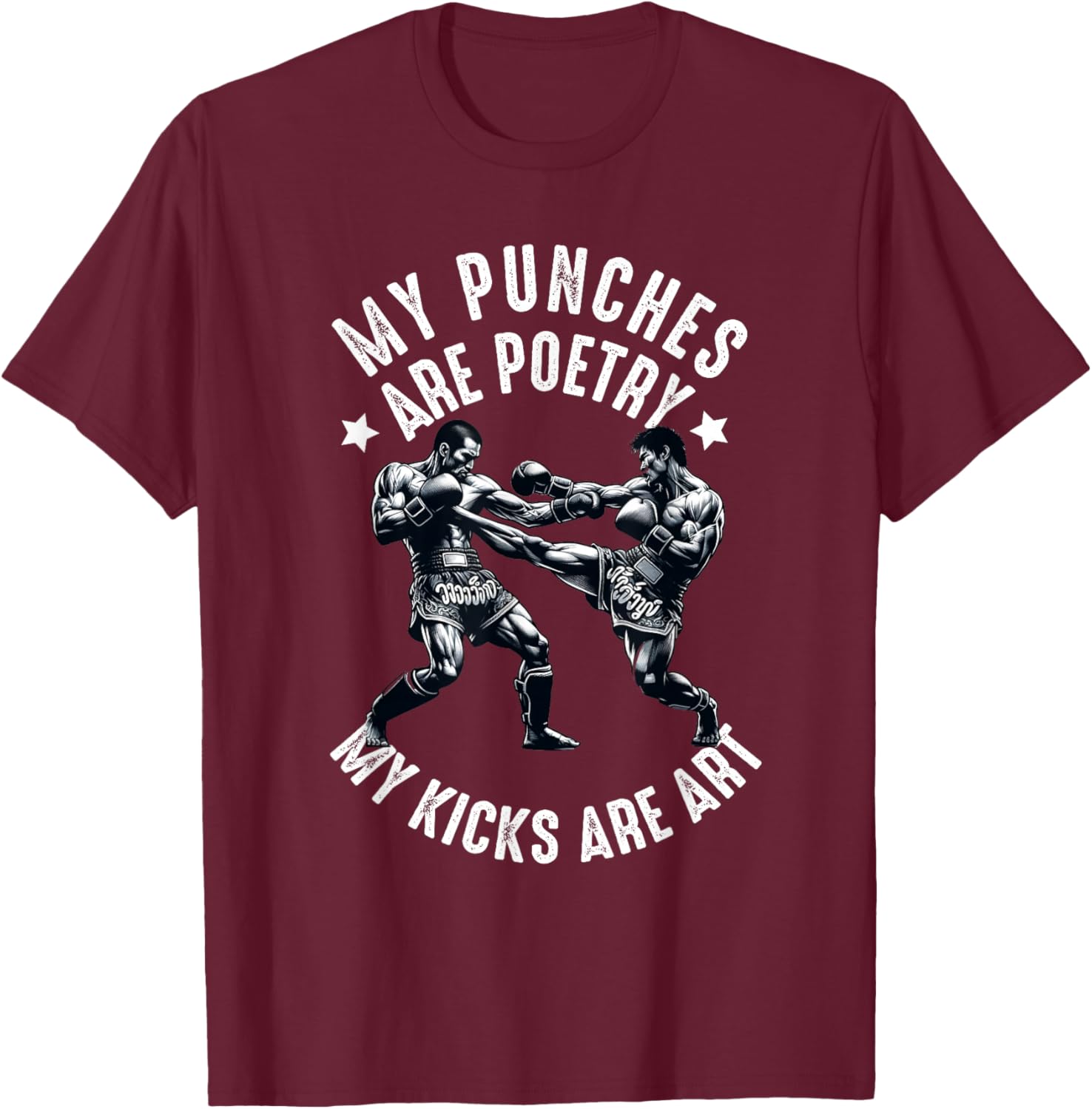 Muay Thai Fighter Dad Boys Thai Kickboxing Fighting T-Shirt - T-Shirt | Maroon