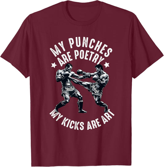 Muay Thai Fighter Dad Boys Thai Kickboxing Fighting T-Shirt - T-Shirt | Maroon