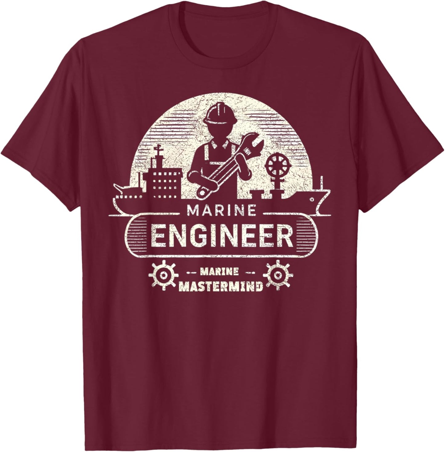 Marine Engineer Marine Mastermind Engineer Design T-Shirt - T-Shirt | Maroon
