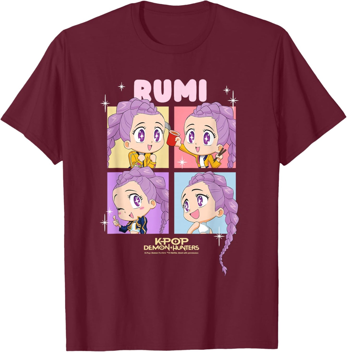 KPop Demon Hunters Rumi Chibi Officially Licensed T-Shirt - T-Shirt | Maroon