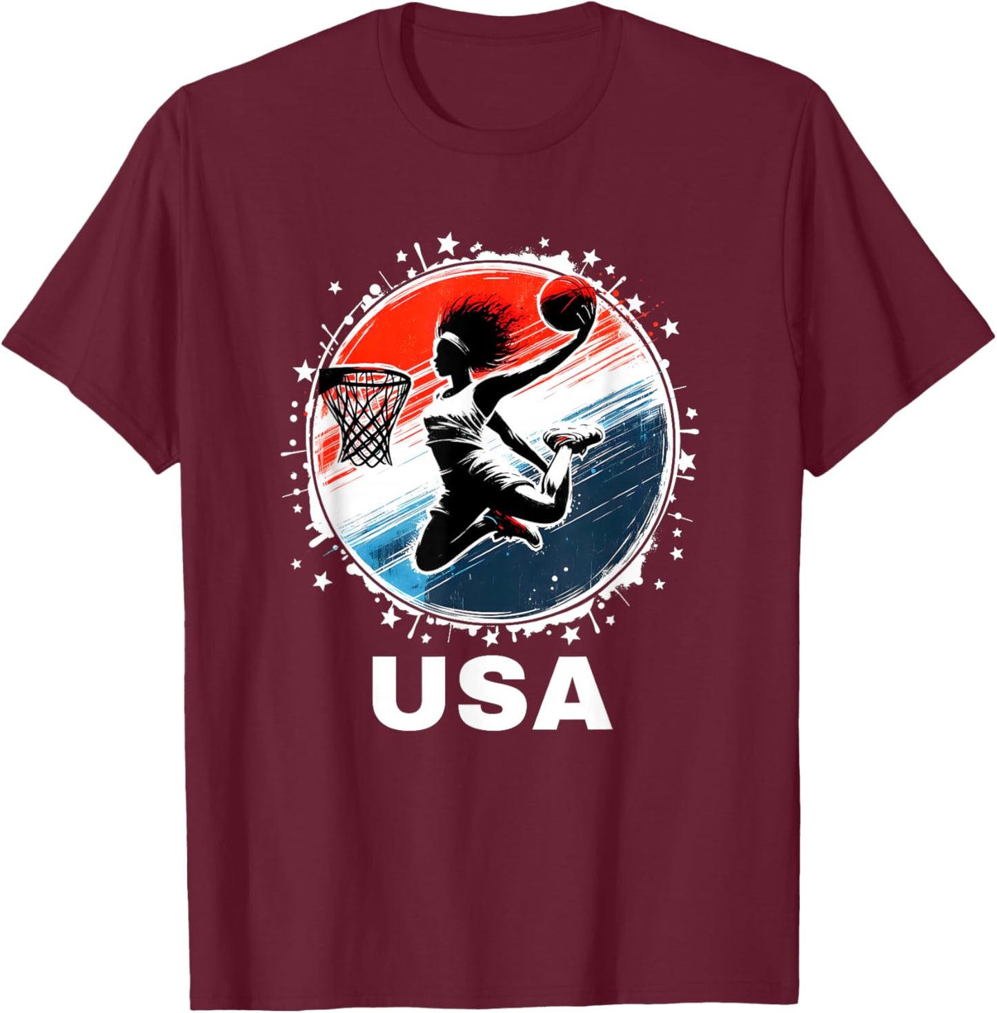 USA Team Basketball Shirt Basketball Women Basketball USA T-Shirt - T-Shirt | Maroon