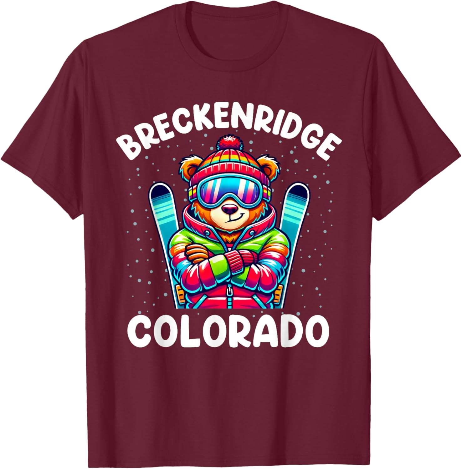 Breckenridge Colorado Ski Family Trip Cute Bear for Kids T-Shirt - T-Shirt | Maroon
