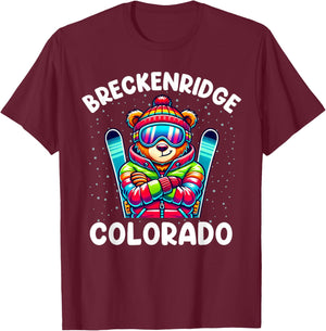 Breckenridge Colorado Ski Family Trip Cute Bear for Kids T-Shirt - T-Shirt | Maroon