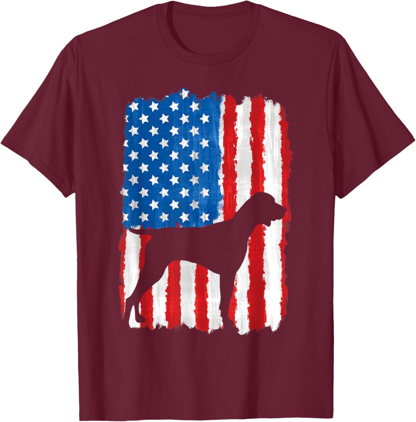 German Shorthaired Pointer 4th Of July American Flag GSP Dog T-Shirt - T-Shirt | Maroon