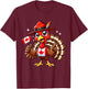 Funny Turkey Graphic Canada Flag Happy Canadian Thanksgiving T-Shirt - T-Shirt | Maroon
