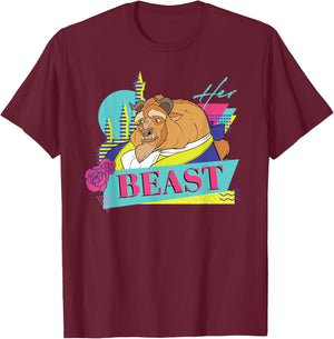Disney Beauty and The Beast Couples Matching Her Beast T-Shirt - T-Shirt | Maroon