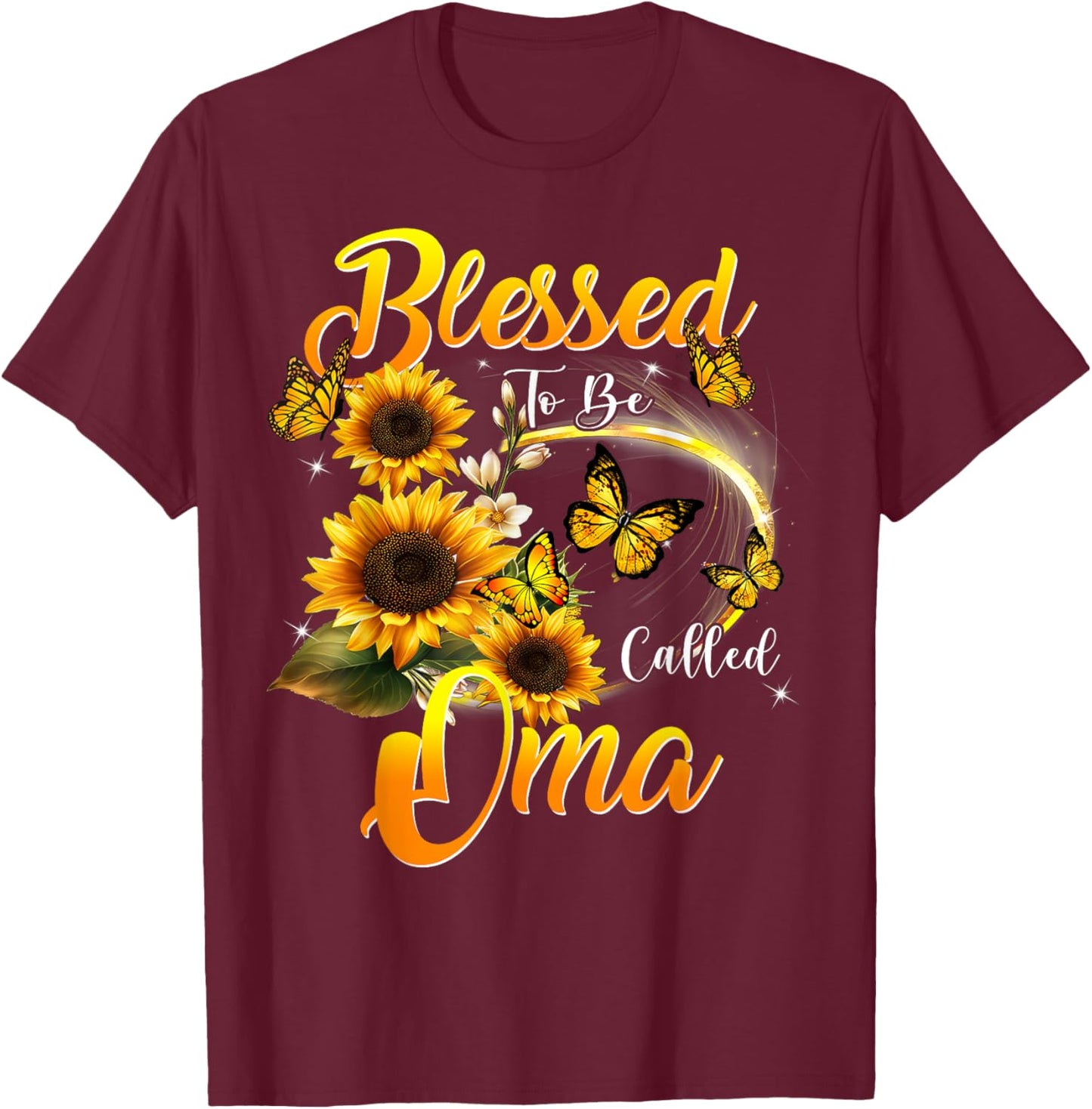 Blessed To Be Called Oma Sunflower Mother's Day T-Shirt - T-Shirt | Maroon
