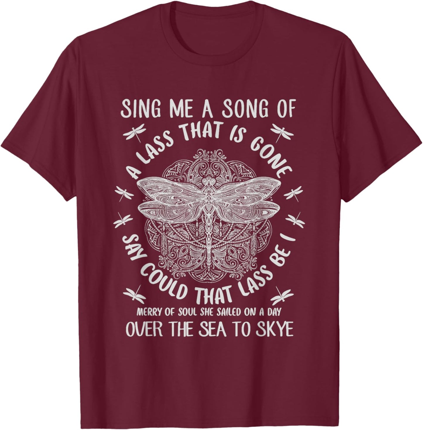 Sassenach Gaelic Dragonfly Scottish Outlander T-Shirt - T-Shirt | Maroon