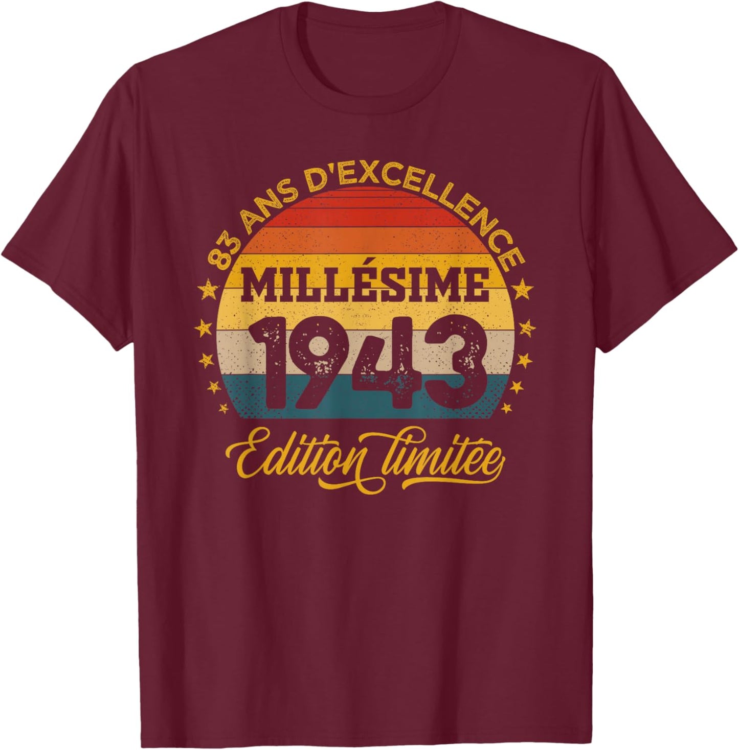83 Ans Anniversaire Homme Millésime 1943 Fabriqué en 1943 T-Shirt - T-Shirt | Maroon