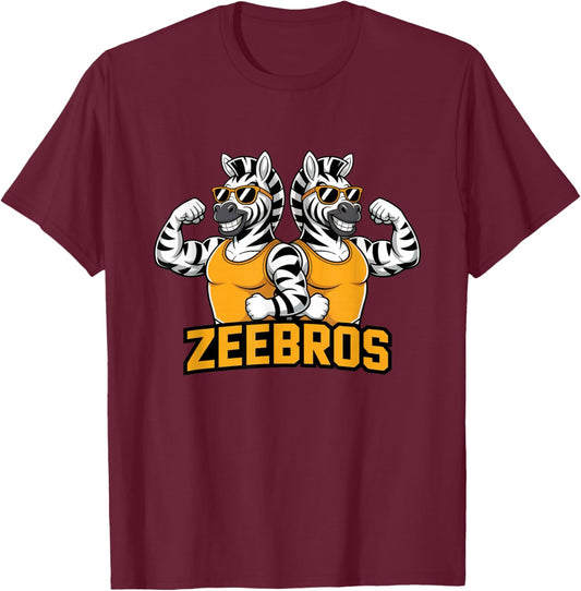 Zeebros Cute Zebra Duo Design for Zebros Lovers T-Shirt - T-Shirt | Maroon